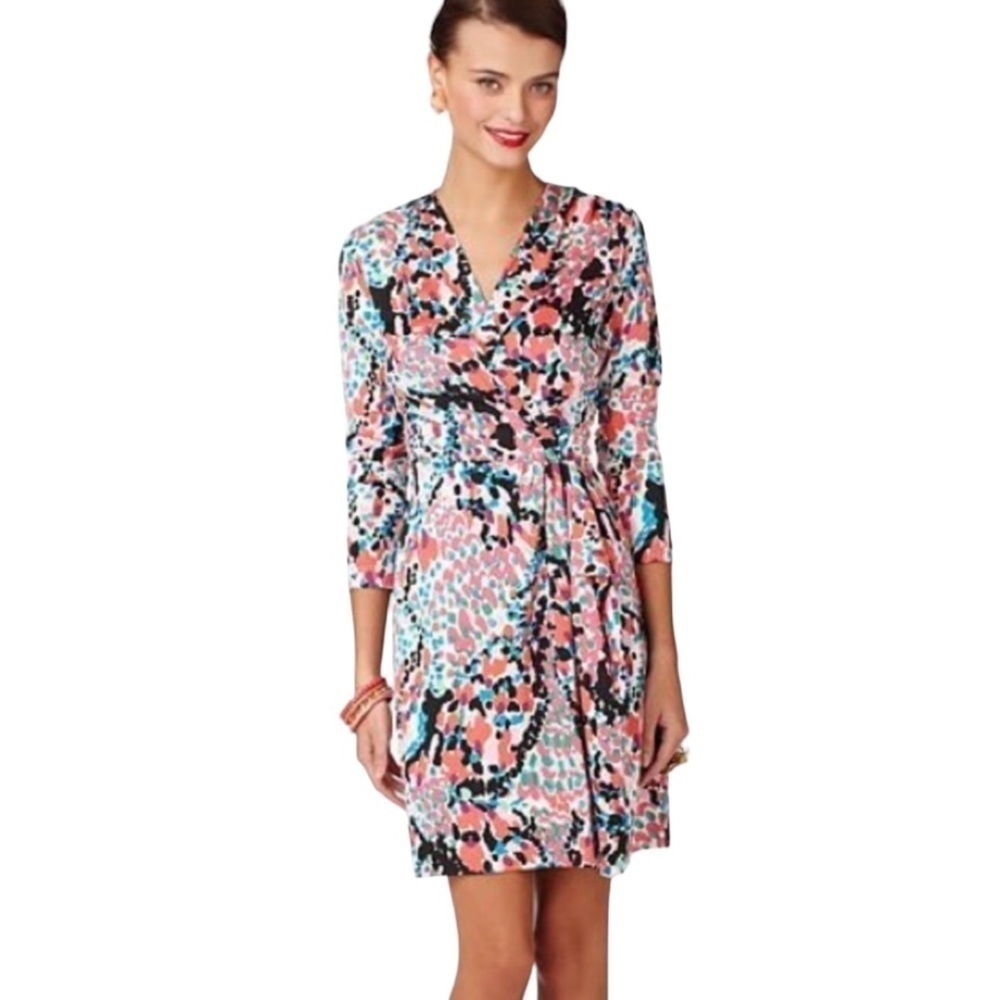 Lilly Pulitzer Sweet Nothings silk cotton Faux Wrap long sleeves Anjelica Dress